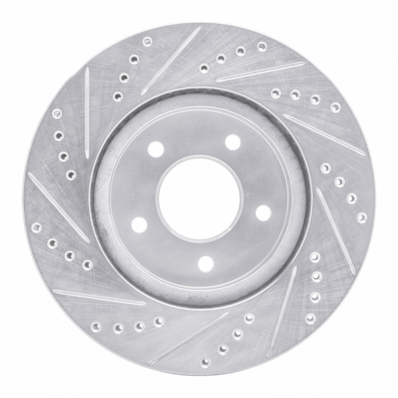 Chevrolet Equinox Brake Rotor (1) - Front Right - R1 Concepts - Drilled & Slotted - Silver - `02-`07